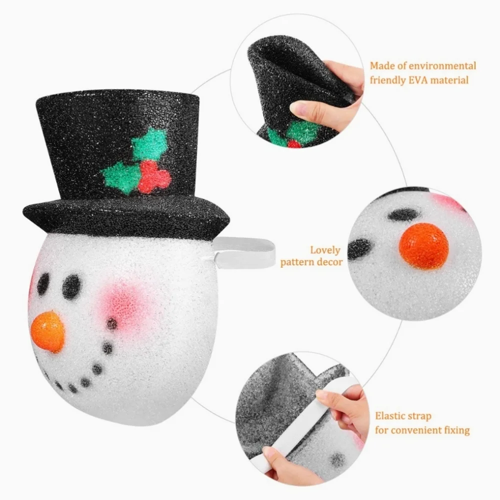 Christmas Snowman Thick Plastic Easy Elastic Porch Light Covers‎ Pair 12